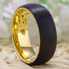 8mm Brushed Matte Black and Gold-Plated Tungsten Wedding Ring-Rings-Innovato Design-6-Innovato Design