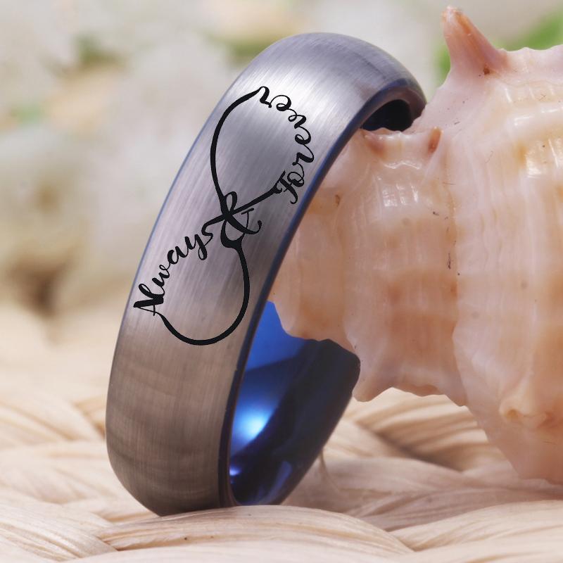 Infinity Heart Silver and Blue Tungsten Wedding Rings-Rings-Innovato Design-Men-5-Innovato Design