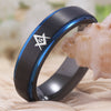 6 & 8mm Masonic Design Blue and Black-Plated Tungsten Couple Wedding Ring-Rings-Innovato Design-5-6mm-Innovato Design