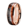 8mm Arrow and Double Wood Inlay Tungsten Ring