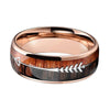 Arrow and Double Wood Inlay Tungsten Ring
