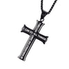 Men's Gold/Silver Stainless Steel Cross Pendant Necklace with Bible Verse-Necklaces-Innovato Design-Black-24inch-Innovato Design