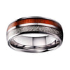 8mm Silver Plated Meteorite and Real Wood Inlay Tungsten Ring-Rings-Innovato Design-6-Innovato Design