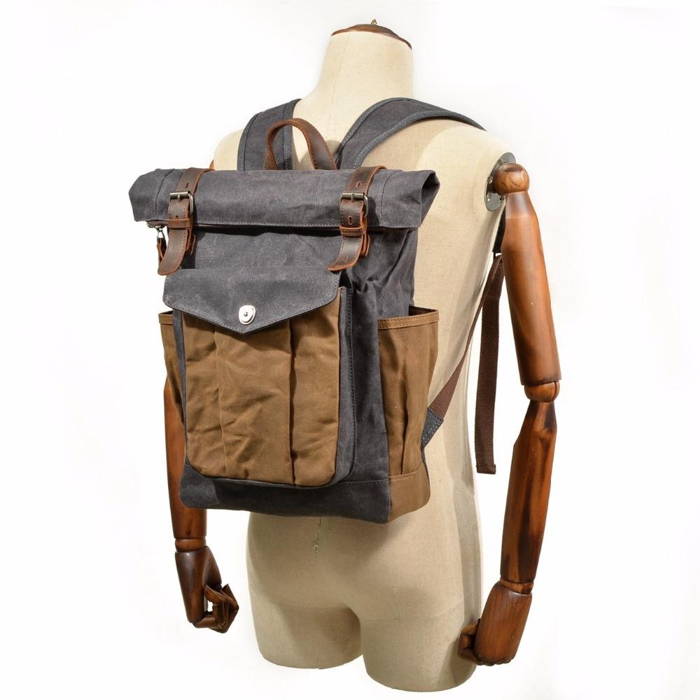 Vintage Canvas & Leather 20 Liter Travel Backpack-Canvas and Leather Backpack-Innovato Design-Coffee-Innovato Design