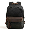 Green and Brown Canvas Leather 20 to 35 Litre Backpack-Canvas and Leather Backpack-Innovato Design-Black-Innovato Design