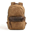 Green and Brown Canvas Leather 20 to 35 Litre Backpack-Canvas and Leather Backpack-Innovato Design-Khaki-Innovato Design