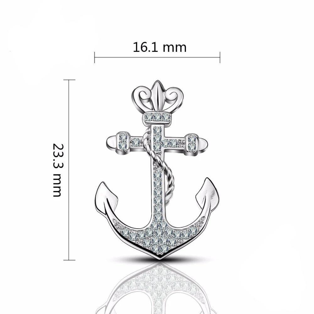 Sterling Silver Crystal-studded Anchor Pendant Necklace-Necklaces-Innovato Design-Innovato Design