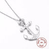 Sterling Silver Crystal-studded Anchor Pendant Necklace-Necklaces-Innovato Design-Innovato Design