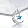 925 Sterling Silver Crescent Moon with Dangling Star Crystal - InnovatoDesign