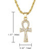 Metallic Ankh Cross Pendant with Cubic Zirconia Crystals Necklace-Necklaces-Innovato Design-Gold-Innovato Design