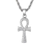 Metallic Ankh Cross Pendant with Cubic Zirconia Crystals Necklace-Necklaces-Innovato Design-Silver-Innovato Design