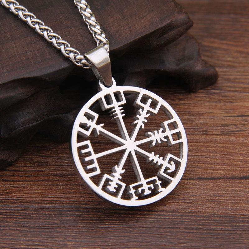 Nordic Helm of Awe Stainless Steel Pendant with Link Chain Necklace-Necklaces-Innovato Design-28 inch-Innovato Design