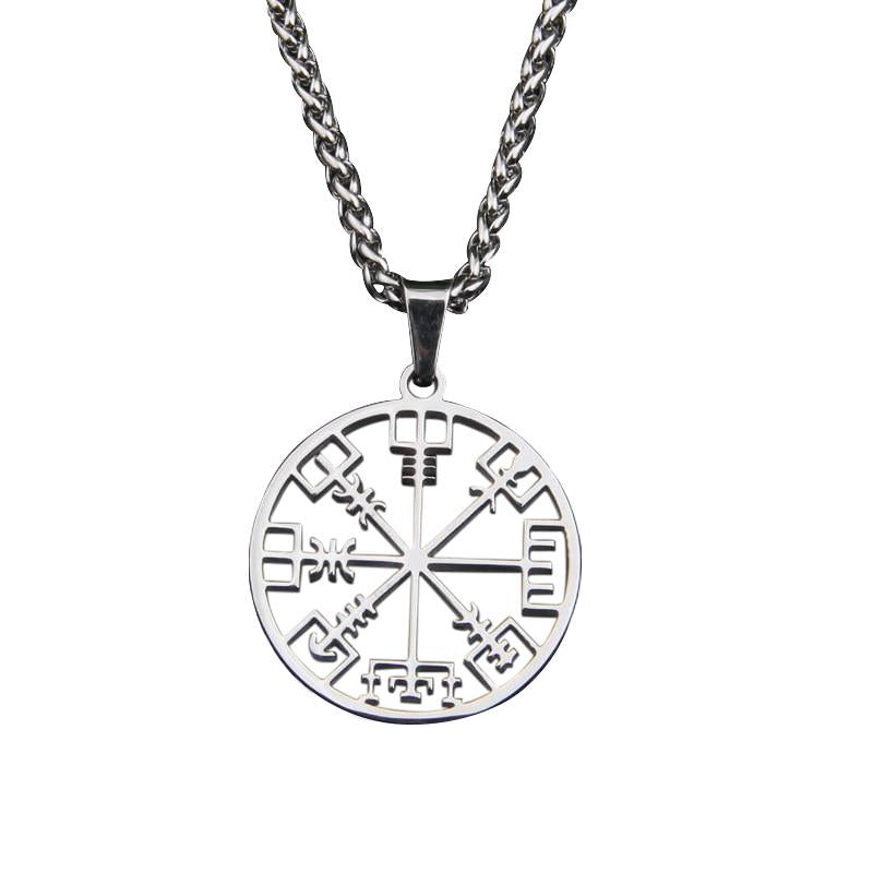 Nordic Helm of Awe Stainless Steel Pendant with Link Chain Necklace-Necklaces-Innovato Design-28 inch-Innovato Design