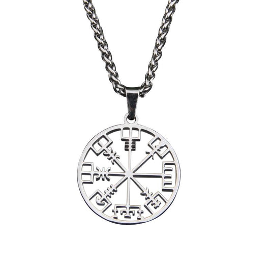 Nordic Helm of Awe Stainless Steel Pendant with Link Chain Necklace-Necklaces-Innovato Design-28 inch-Innovato Design