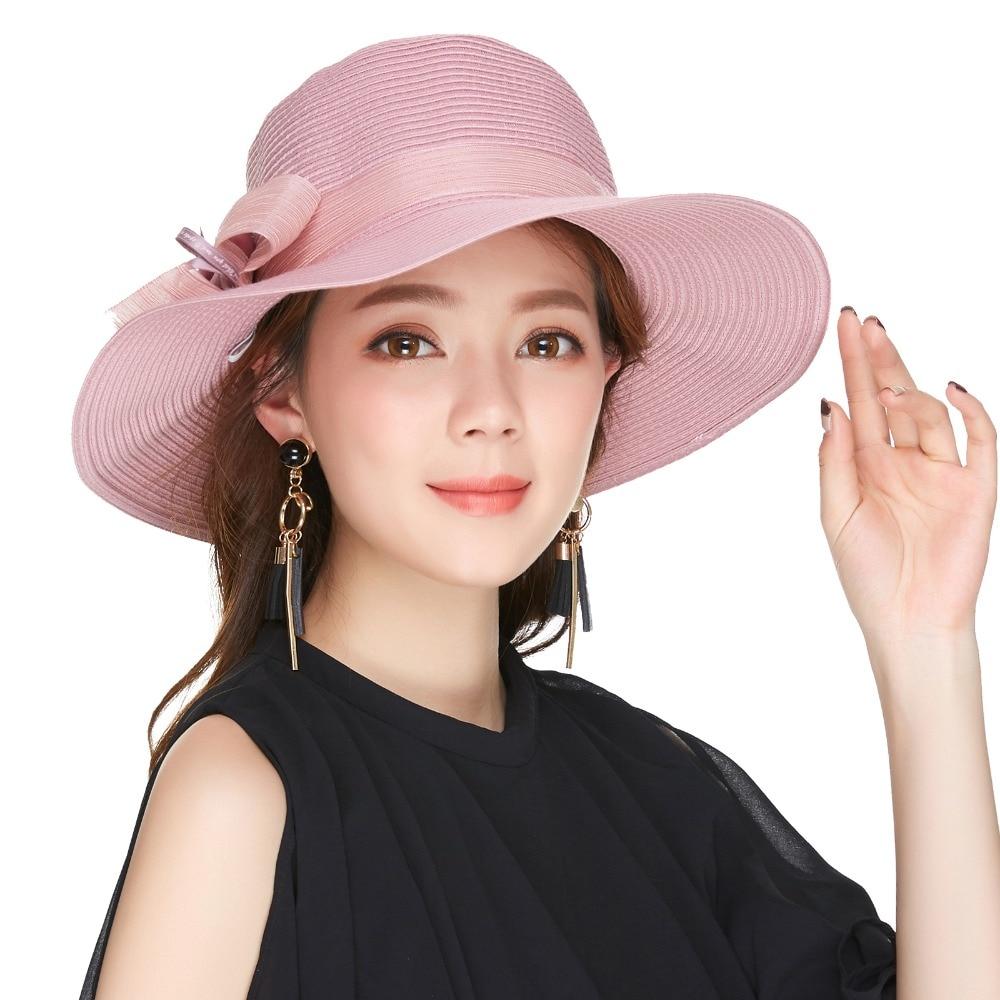 Boho Style Floppy Wide Brim Straw Sun Hat with Big Bows-Hats-Innovato Design-Light Pink-Innovato Design