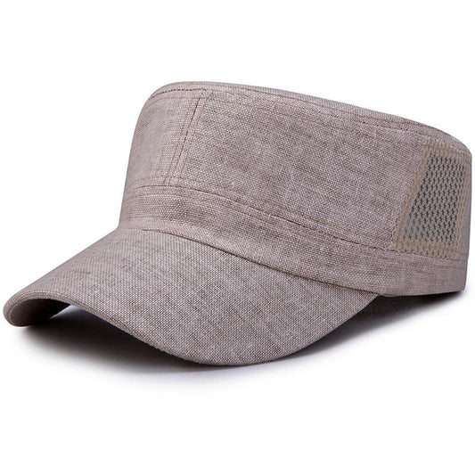 Classic Adjustable Breathable Linen Flat Top Snapback Military Hat-Hats-Innovato Design-Black-Innovato Design