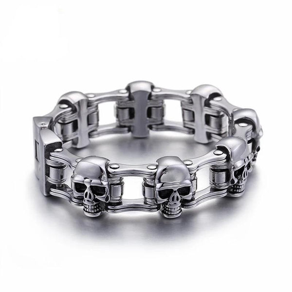 Men’s Stainless Steel Biker Skull Motorcycle Chain Bracelet - InnovatoDesign