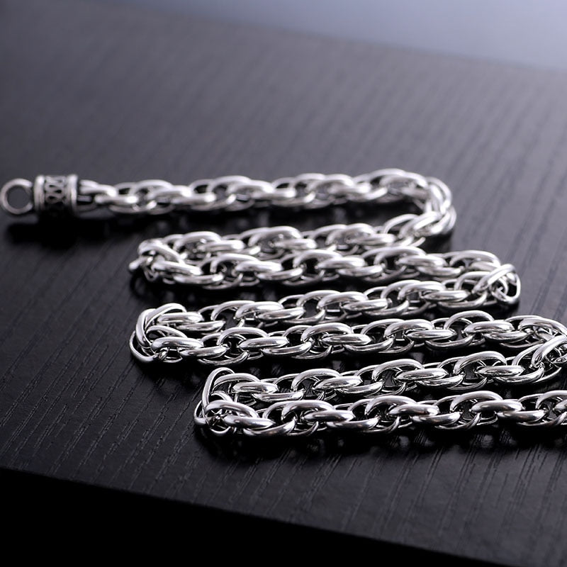 6mm Twisted Long Chain 925 Sterling Silver Handmade Biker Necklace-Gothic Necklaces-Innovato Design-19.69in-Innovato Design