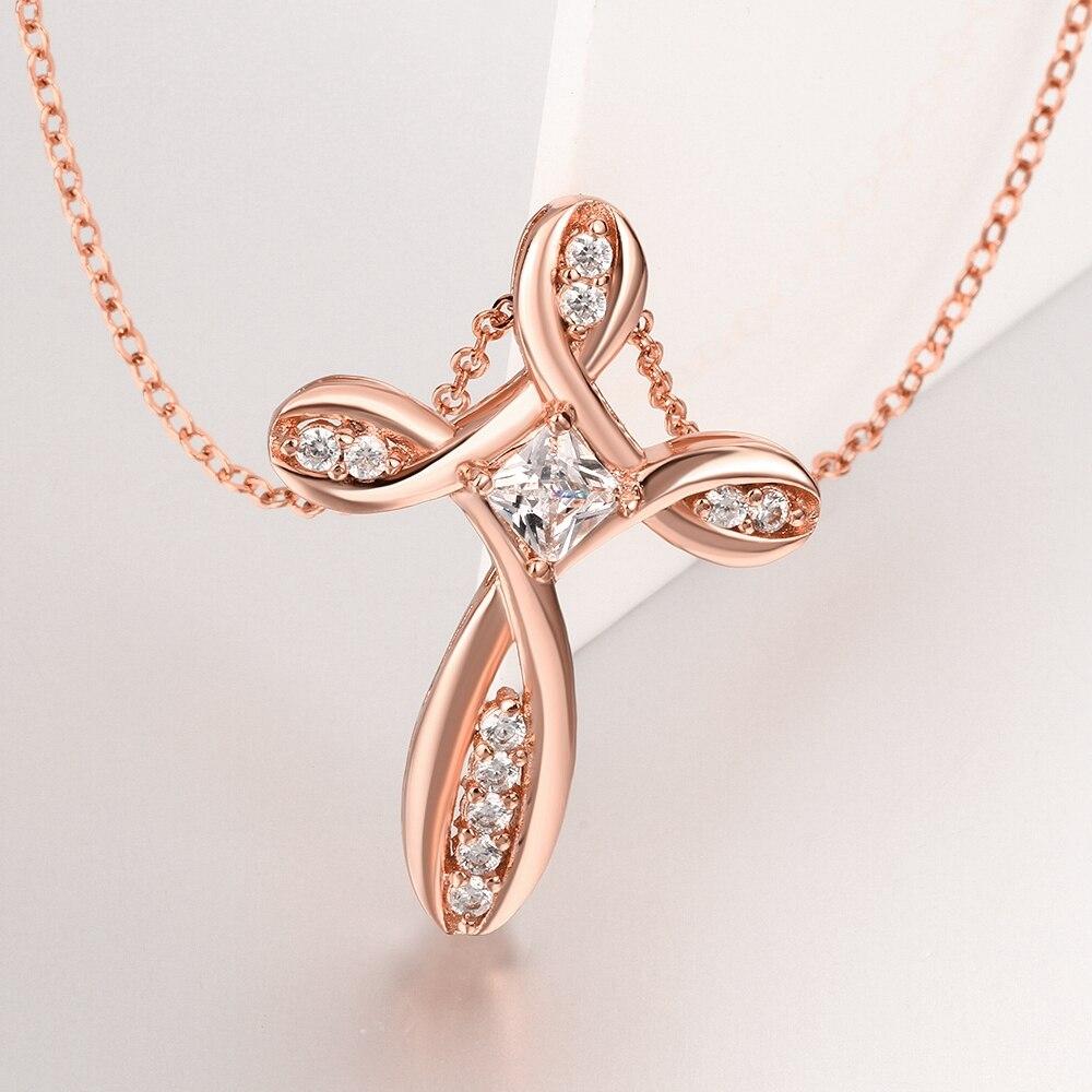 Twisted Knot Cross with Crystals Pendant and Infinity Necklace-Necklaces-Innovato Design-Gold-Innovato Design