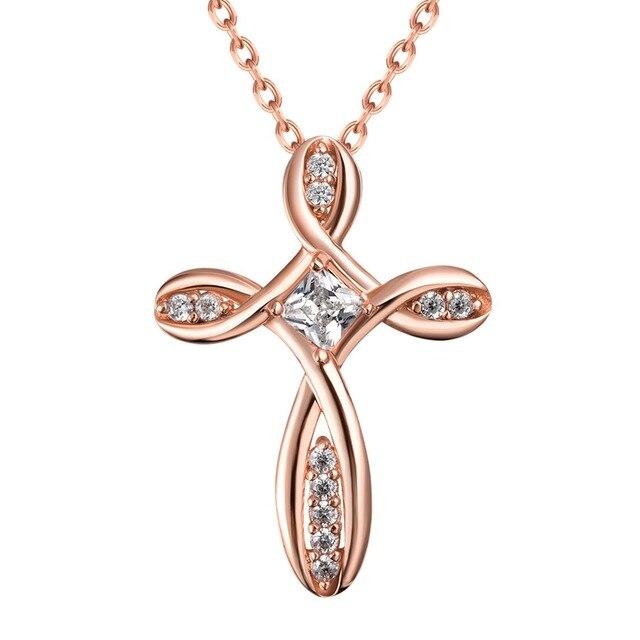 Twisted Knot Cross with Crystals Pendant and Infinity Necklace-Necklaces-Innovato Design-Rose-Innovato Design