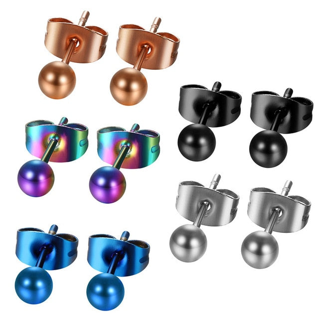 3-8mm 5 Pairs Colored Ball Stainless Steel Trendy Stud Earrings-Earrings-Innovato Design-4mm-Innovato Design