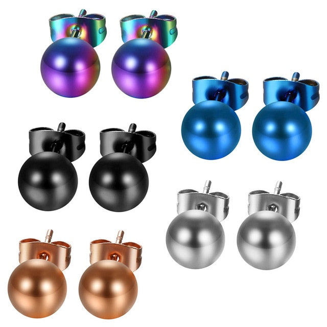 3-8mm 5 Pairs Colored Ball Stainless Steel Trendy Stud Earrings-Earrings-Innovato Design-7mm-Innovato Design