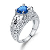 Skull and Heart Cubic Zirconia Vintage Fashion Engagement Ring-Rings-Innovato Design-10-Blue-Innovato Design
