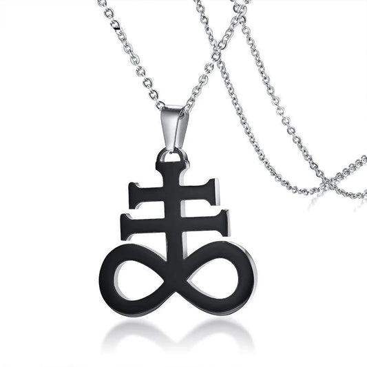 Black Stainless Steel Leviathan Cross Pendant with Chain Necklace-Necklaces-Innovato Design-Innovato Design