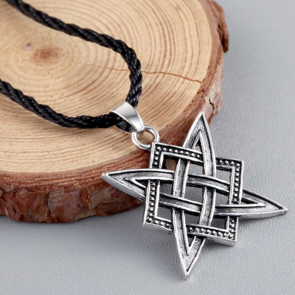 Silver Svarog Valknut Square Pendant wit Simple Rope Necklace-Necklaces-Innovato Design-Innovato Design