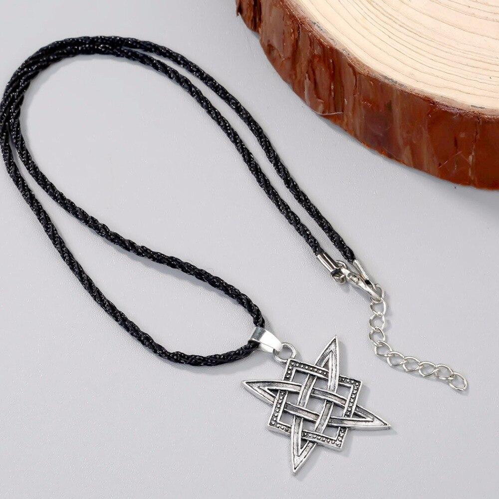 Silver Svarog Valknut Square Pendant wit Simple Rope Necklace-Necklaces-Innovato Design-Innovato Design