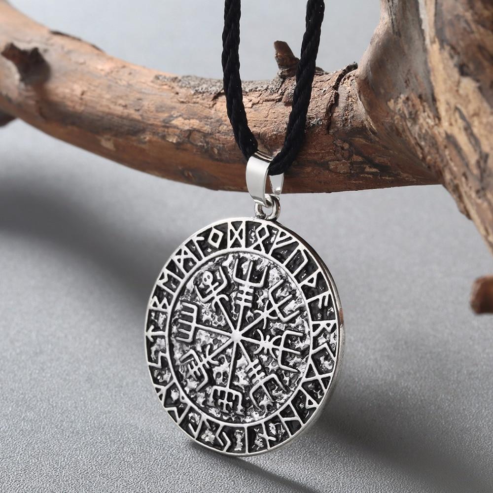 Silver Vegvisir Symbol Rune Pendant with Chain Link Necklace-Necklaces-Innovato Design-Innovato Design