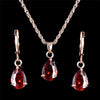 Crystal Necklace & Earrings Fashion Jewelry Set-Jewelry Sets-Innovato Design-Rose Red-Innovato Design