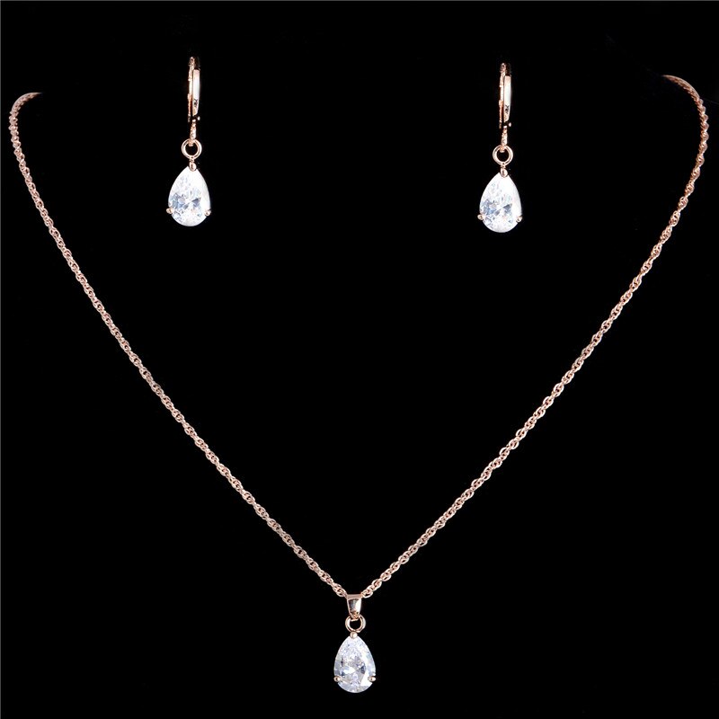 Crystal Necklace & Earrings Fashion Jewelry Set-Jewelry Sets-Innovato Design-Rose Red-Innovato Design