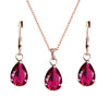 Crystal Necklace & Earrings Fashion Jewelry Set-Jewelry Sets-Innovato Design-Rose Red-Innovato Design