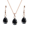 Crystal Necklace & Earrings Fashion Jewelry Set-Jewelry Sets-Innovato Design-Black-Innovato Design