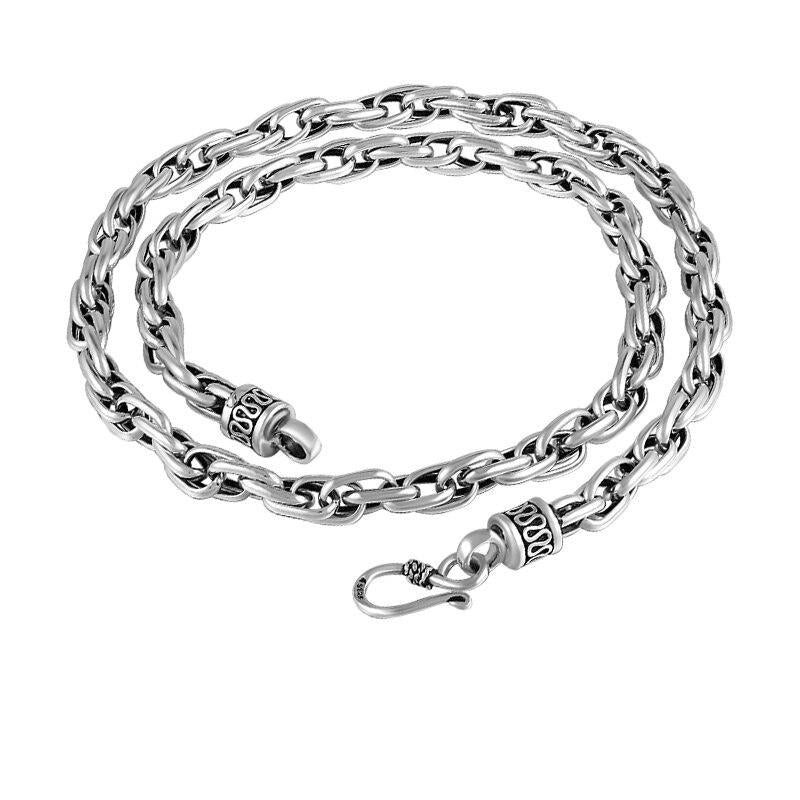 6mm Twisted Long Chain 925 Sterling Silver Handmade Biker Necklace-Gothic Necklaces-Innovato Design-19.69in-Innovato Design