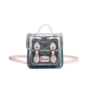 Green Pink Transparent Ladies School Backpack-clear backpack-Innovato Design-Innovato Design