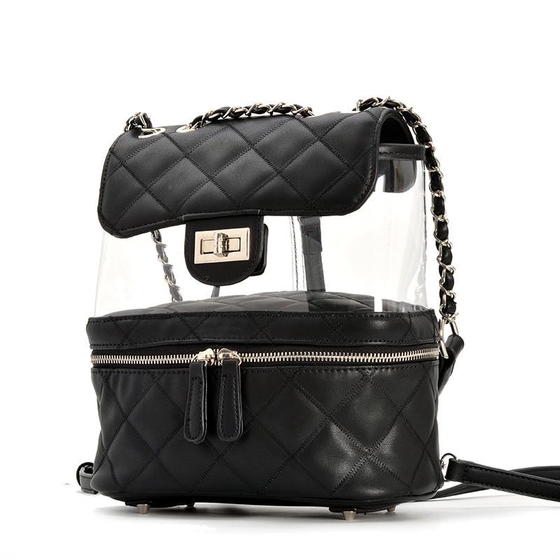 Black and Transparent Ladies Casual Backpack-clear backpack-Innovato Design-Black-Innovato Design