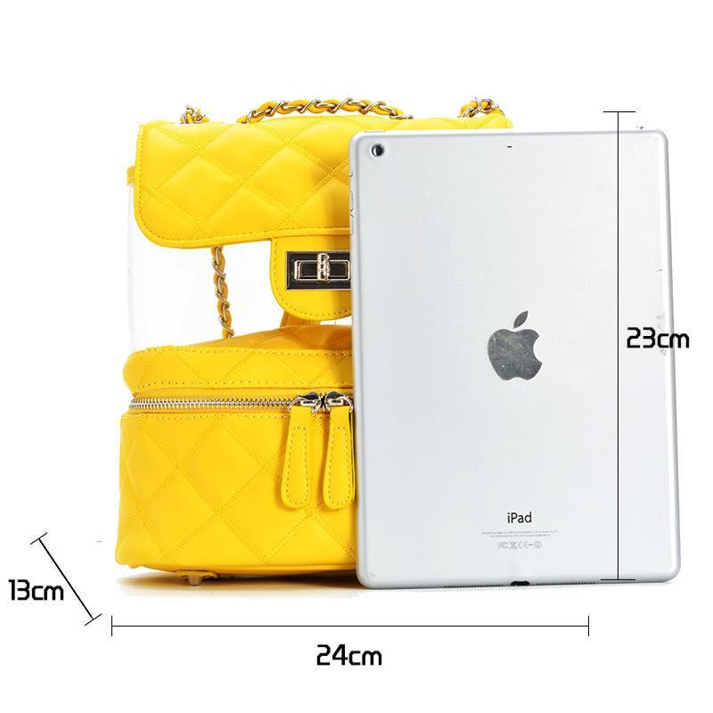 Black and Transparent Ladies Casual Backpack-clear backpack-Innovato Design-Black-Innovato Design