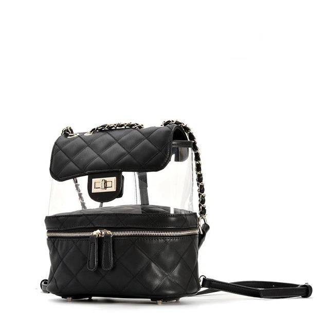 Black and Transparent Ladies Casual Backpack-clear backpack-Innovato Design-Black-Innovato Design