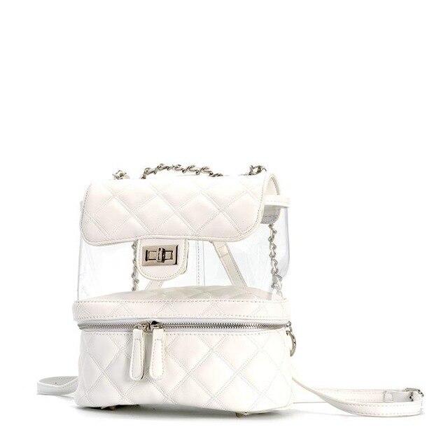 Black and Transparent Ladies Casual Backpack-clear backpack-Innovato Design-White-Innovato Design