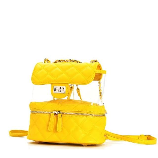 Black and Transparent Ladies Casual Backpack-clear backpack-Innovato Design-Yellow-Innovato Design