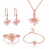 Pink Cat's Eye Heart Necklace, Bracelet, Earrings & Ring Wedding Jewelry Set-Jewelry Sets-Innovato Design-Innovato Design