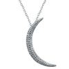 Thin Sterling Silver Crystal Moon Pendant and Necklace - InnovatoDesign