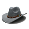 Cowboy Hat Fedora with Turquoise Beads and Faux Leather Braid Band