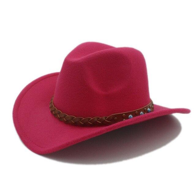 Cowboy Hat Fedora with Turquoise Beads and Faux Leather Braid Band-Hats-Innovato Design-Rose-Innovato Design