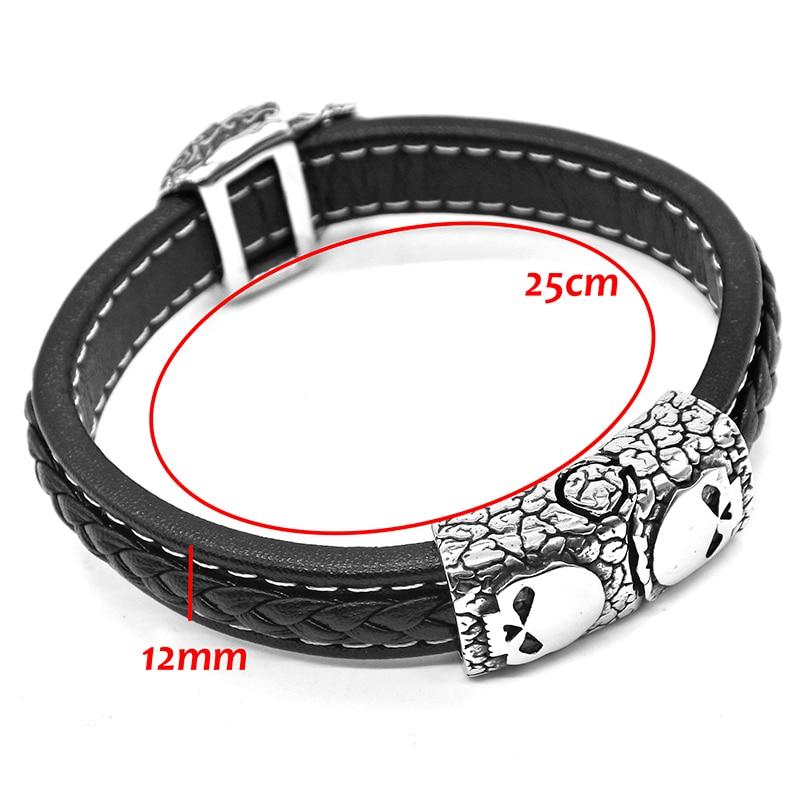 Black Braided Leather Tribal Skull Bracelet-Skull Bracelet-Innovato Design-Innovato Design