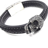 Black Braided Leather Tribal Skull Bracelet - InnovatoDesign