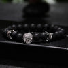 Black Natural Stone Bead with Skull Bracelet - InnovatoDesign