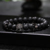 Black Natural Stone Bead with Skull Bracelet - InnovatoDesign